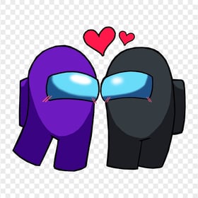 HD Among Us Purple Love Black Characters Valentines Day PNG