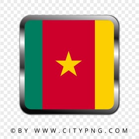 Cameroon Square Metal Framed Flag Icon PNG