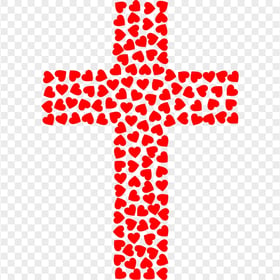 Red Hearts Christian Cross Crucifix Symbol Icon