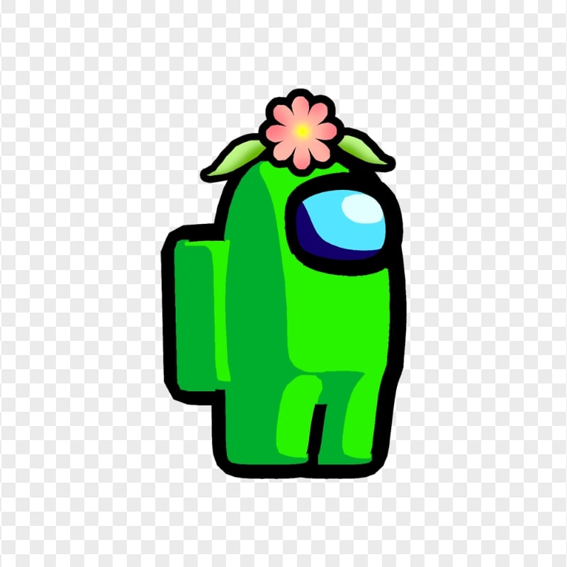 HD Green Lime Among Us Character Flower Hat PNG