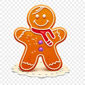 Vector Cartoon Gingerbread Man Cookie Biscuit PNG