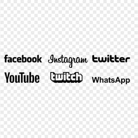 HD Twitter Facebook Instagram Social Media Black Logos PNG