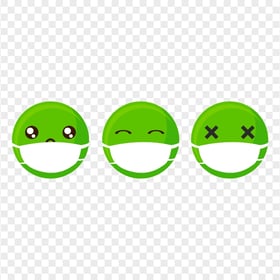 Assorted Set Of Green Emoji Face Surgical Mask