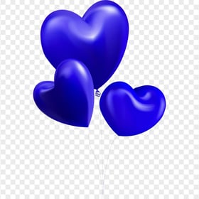 HD Three Dark Blue Balloons Hearts Valentine Love PNG