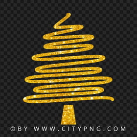 HD Creative Gold Glitter Christmas Tree Ribbon Line Style PNG
