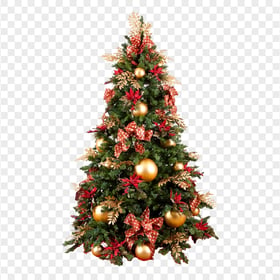 HD Real Beautiful Christmas Tree Decorated With Ornaments PNG