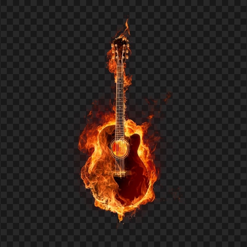 HD Burning Fire Guitar PNG