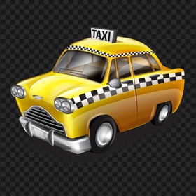 HD Yellow Cartoon Taxi Car Vehicle PNG