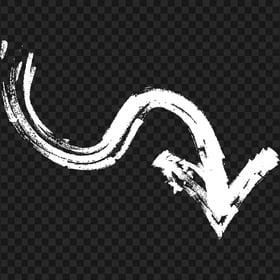 White Brush Stroke Grunge Chalk Arrow To Down PNG