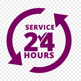 24 Hours Service Purple Logo Icon Sign PNG