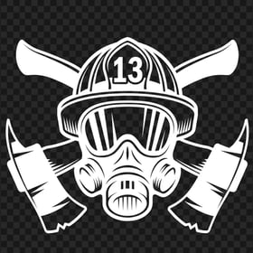 HD White Fireman Firefighter Mask With Axe Logo PNG