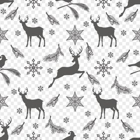 Deer, Snowflake Gray Christmas Elements Pattern