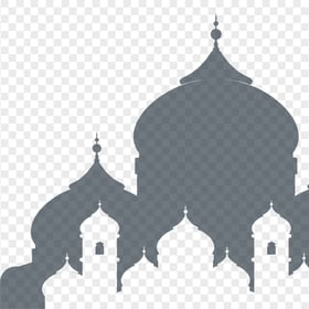 Islamic Gray Silhouette Dome Masjid Mosque Vector
