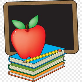 Cartoon School Chalkboard With Schoolbooks PNG