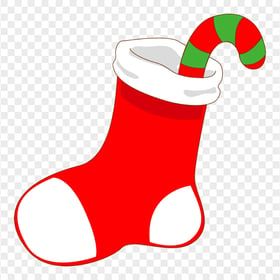 Clipart Christmas Santa Socks With Candy Cane PNG