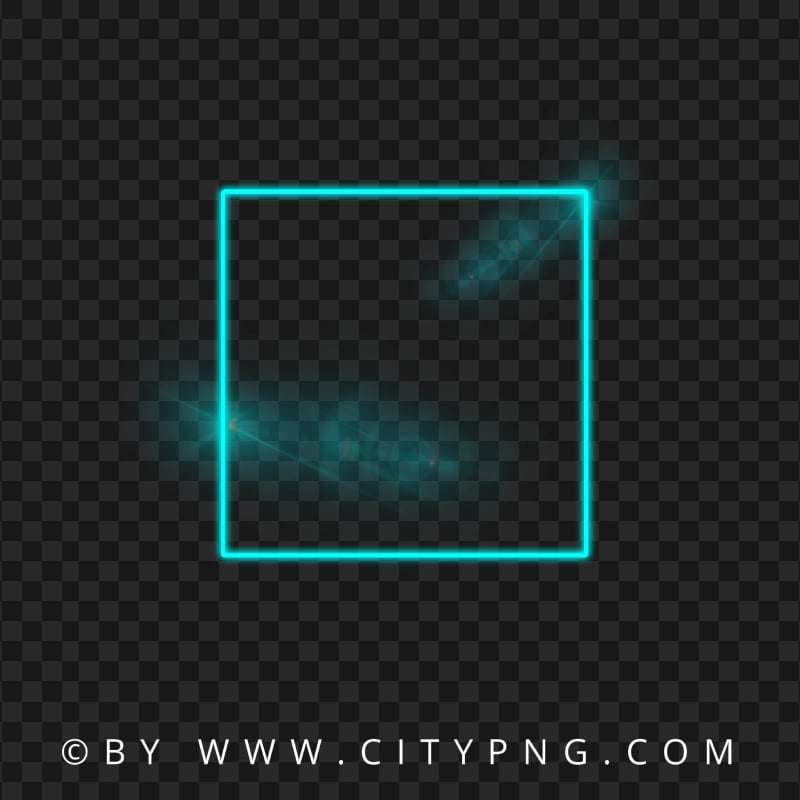 HD Neon Blue Green Square Frame Flare Effect PNG