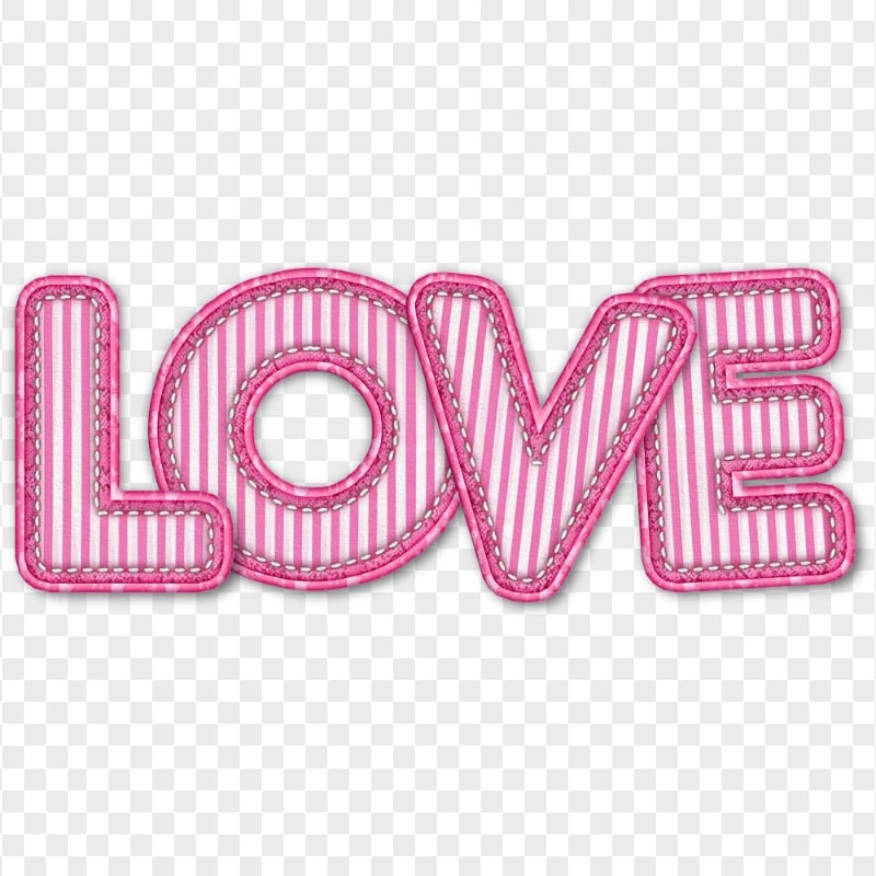 Pink Love Word Embroidery Textile Style HD PNG