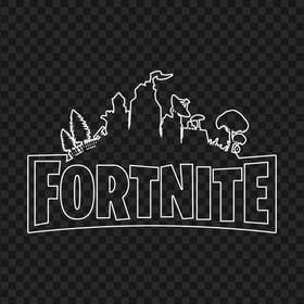 HD White Outline Fortnite Logo Silhouette PNG