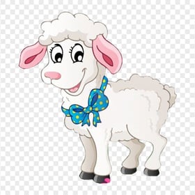 Happy Cute White Sheep Cartoon