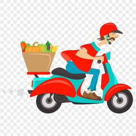 Vector illustration Food Delivery Man Transparent Background