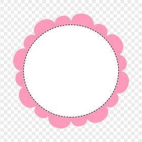 Pink & White Wavy Floral Circle Border PNG