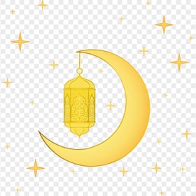 Yellow Illustration Ramadan Lantern Moon Stars