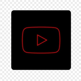 HD Black & Red Neon Square Youtube YT Sign Symbol PNG