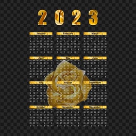 2023 Calendar Gold Template HD PNG