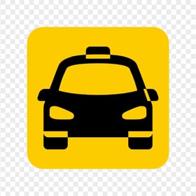 Square Yellow & Black Taxi Cab Signage Icon