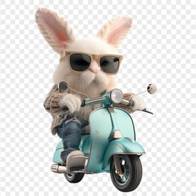 HD Cool Easter Bunny With Sunglasses On Vespa PNG