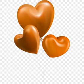 HD Three Orange Balloons Hearts Valentine Love PNG