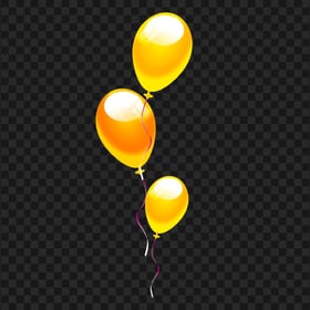 Illustration Yellow Balloons Flying Up PNG Image