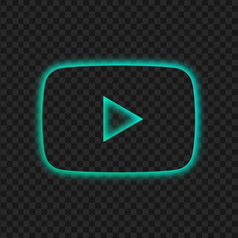 HD Light Blue Neon Aesthetic Youtube YT Play Icon PNG