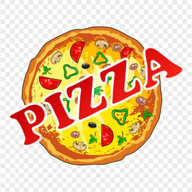Clipart Pizza Logo with Red Text HD Transparent Background