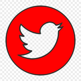Aesthetic Red Round Twitter Icon PNG