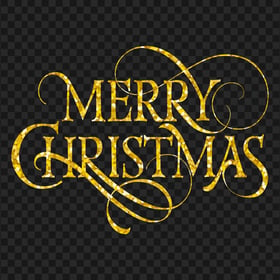 HD Yellow Gold Glitter Merry Christmas Text PNG