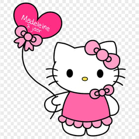 Lovable Hello Kitty Holds a Balloon Heart HD PNG