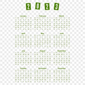 2023 Calendar Green Colour PNG Image