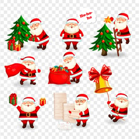 Cartoon Santa Collection Different Character PNG