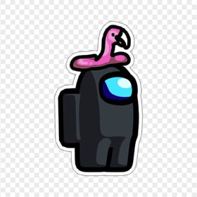 HD Black Among Us Character Flamingo Hat Stickers PNG