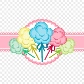 Vector Cartoon Candy Cotton Label Banner PNG Image