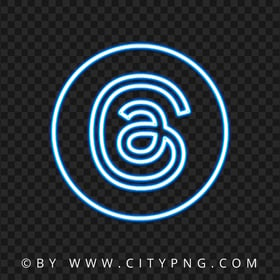 Threads Social Media Blue Neon App Logo Icon PNG