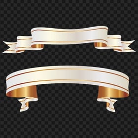 HD Beige And Gold Two Graphic Banner Ribbons PNG