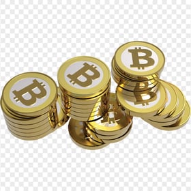 HD Group Of Realistic 3D Bitcoin Coins PNG