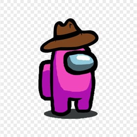 HD Pink Among Us Character With Cowboy Hat PNG