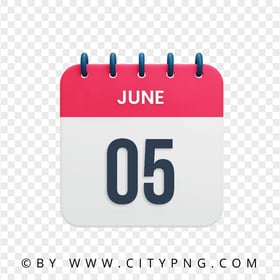 5th June Date Vector Calendar Icon HD Transparent Background
