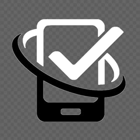 HD Black & White Phone With Check Mark Logo Icon PNG