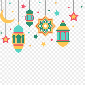 Flat Colorful Hanging Vector Ramadan Decoration