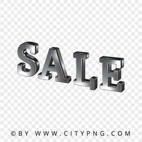 Sale Word 3D Silver Text Logo HD PNG