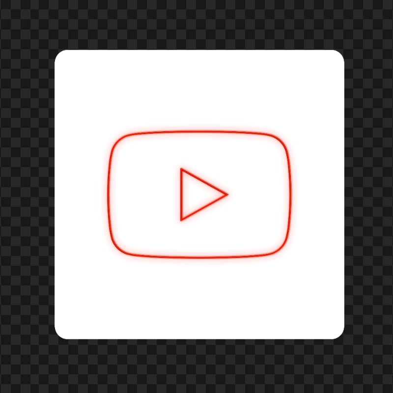 HD White & Red Neon Square Youtube YT Sign Symbol PNG | Citypng